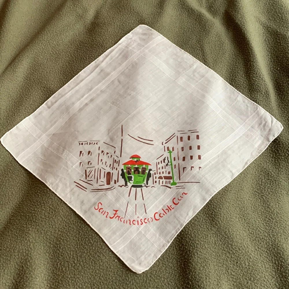 Vintage San Francisco Cable Car handkerchief. Approximately 12 x 12. - Picture 1 of 2